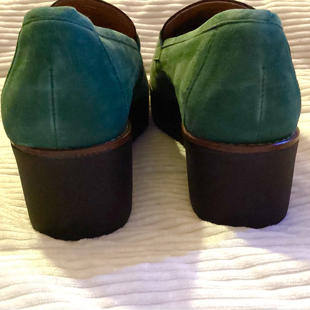 Women’s NIB deep green ANTHROPOLOGIE platform loafers/ size 8.5 - Picture 4 of 6